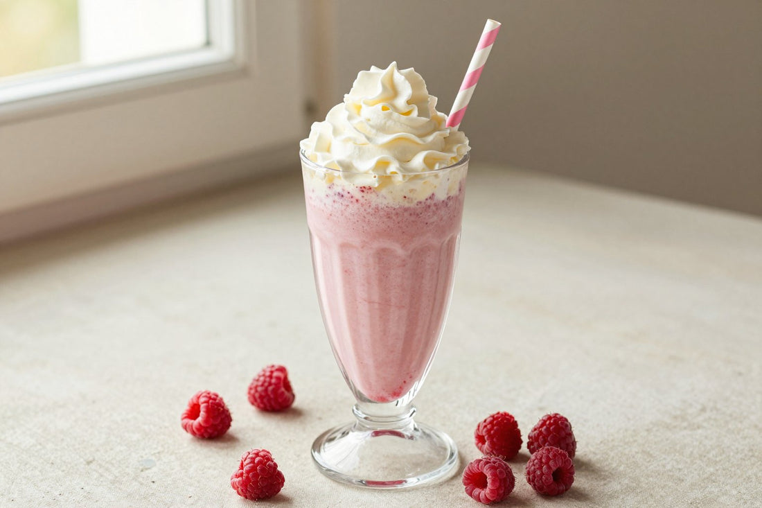 Raspberry Vanilla Milkshake in a glass