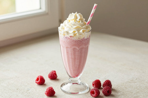 Raspberry Vanilla Milkshake in a glass