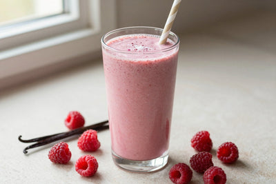 Raspberry Vanilla Smoothie in a glass