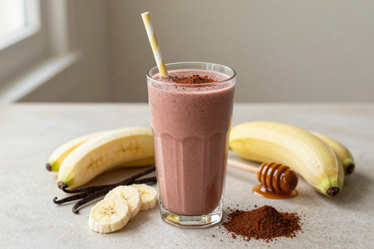 Red Velvet Cake Smoothie in a glass