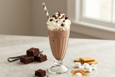 S'mores Brownie Milkshake in a glass
