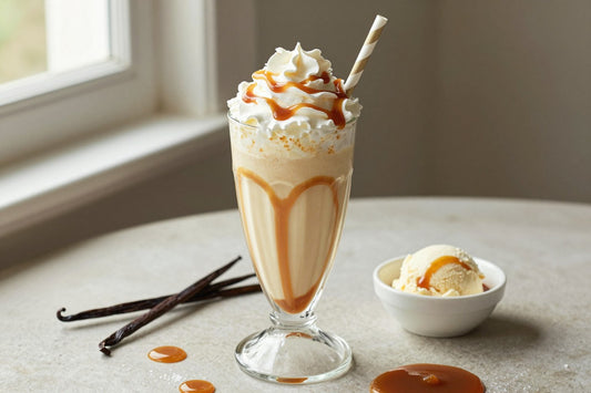 Salted Caramel Candy Milkshake in a glass