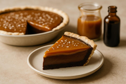 Slice of salted caramel chocolate pie