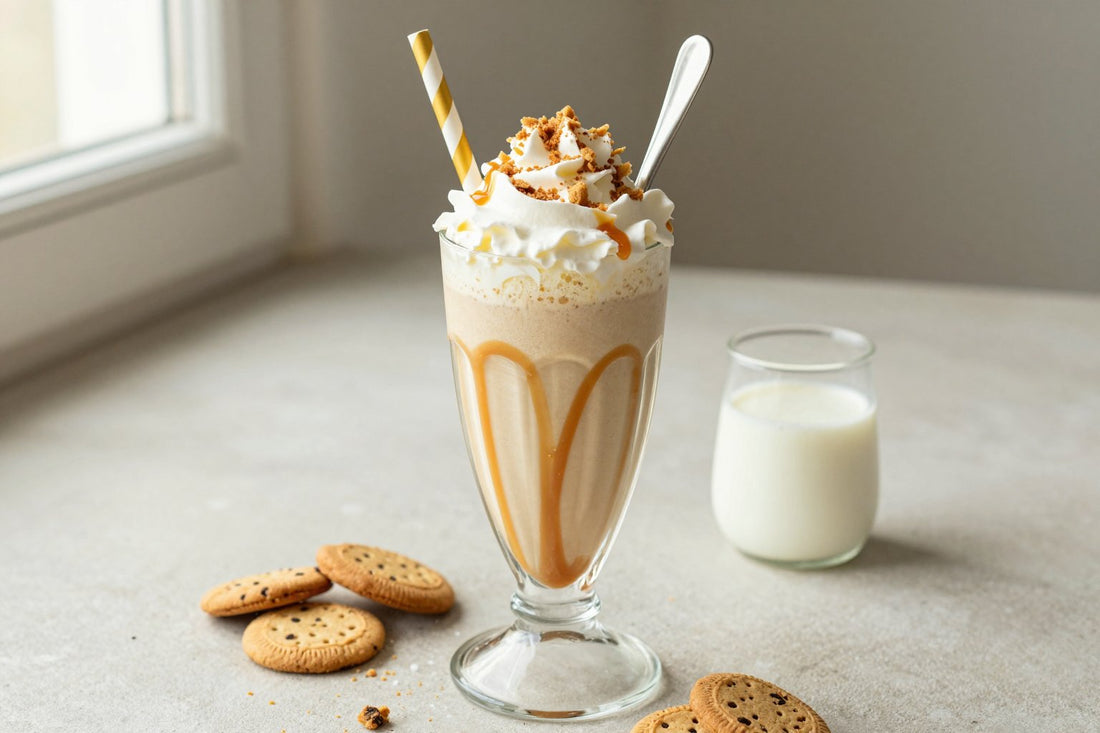 Salted Caramel Cookie Milkshake in a glass