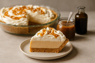Slice of salted caramel cream pie