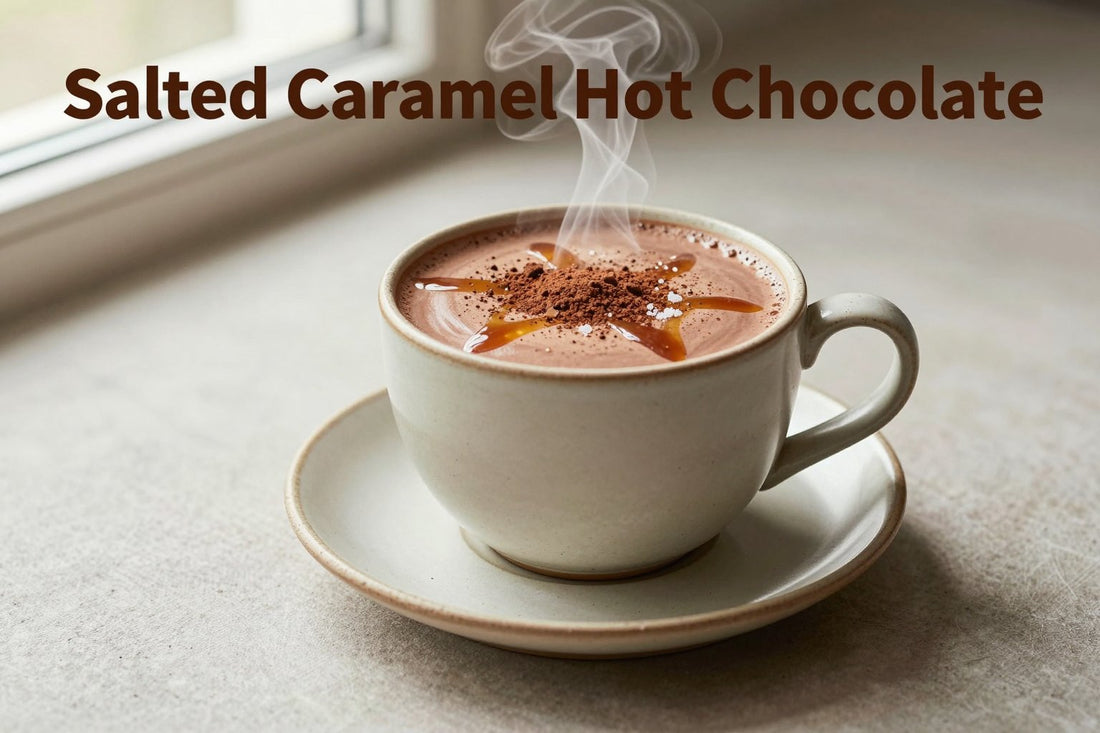 Salted Caramel Hot Chocolate in a ceramic mug