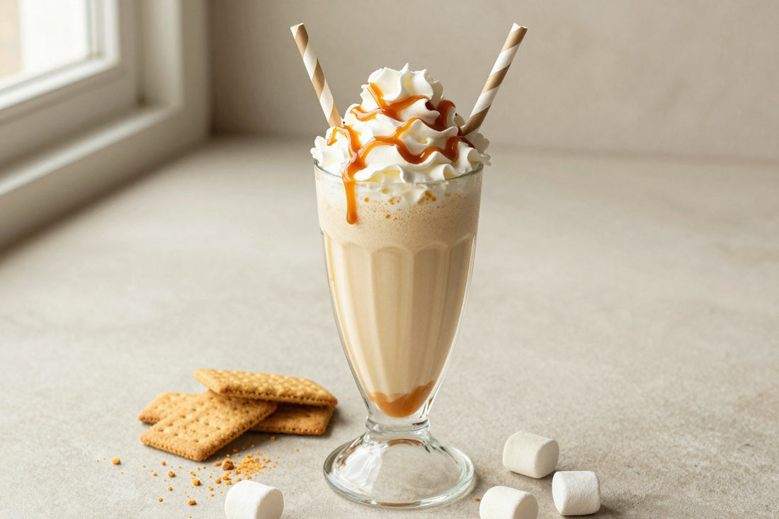 Salted Caramel S'mores Milkshake in a glass