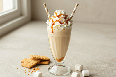 Salted Caramel S'mores Milkshake in a glass
