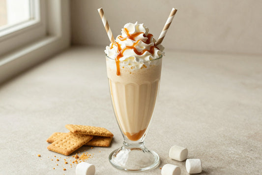 Salted Caramel S'mores Milkshake in a glass