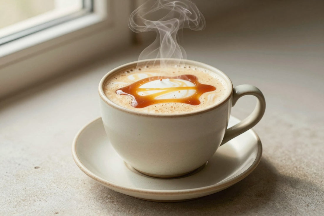 Salted Caramel Steamer in a ceramic mug