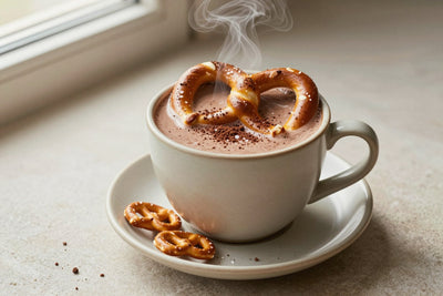 Salted Pretzel Cocoa in a ceramic mug