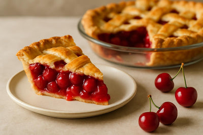 Slice of sour cherry pie