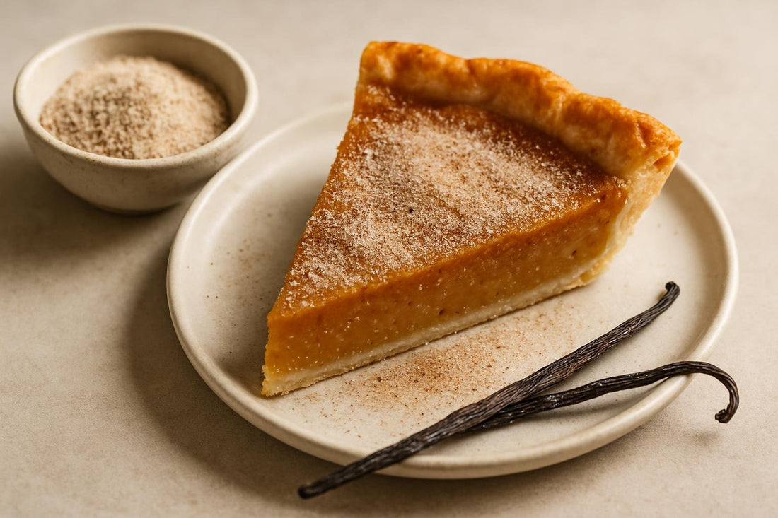 Slice of pie with spiced vanilla sugar
