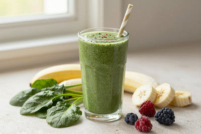 Spinach Mixed Berry Smoothie in a glass