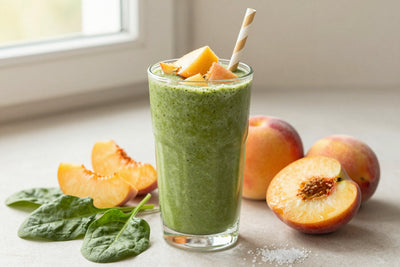 Spinach Peach Smoothie in a glass