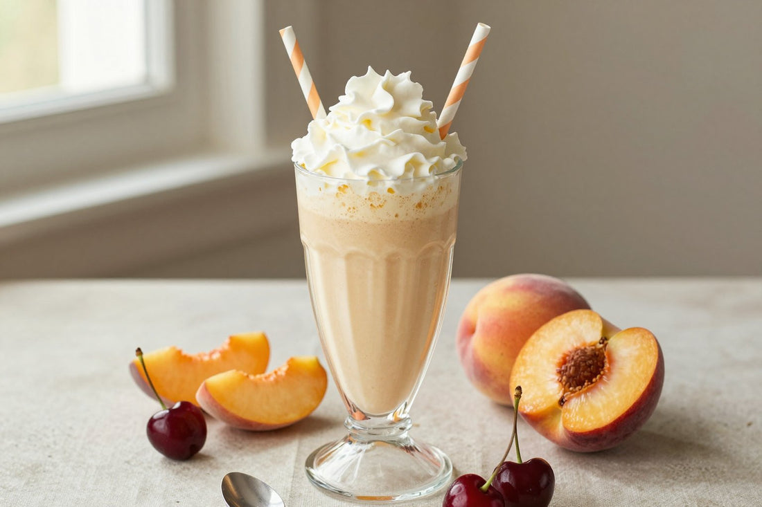 Stone Fruit Medley Milkshake in a glass