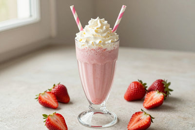 Strawberries & Cream Milkshake in a glass