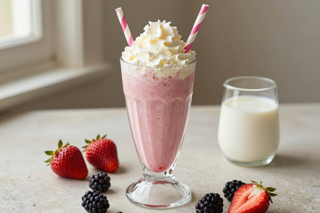 Strawberry Blackberry Milkshake in a glass