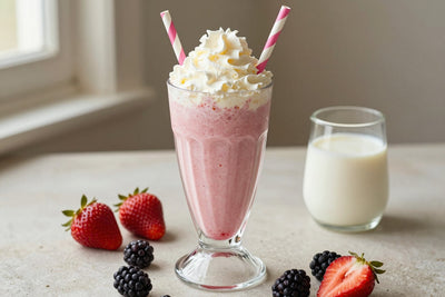 Strawberry Blackberry Milkshake in a glass