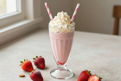 Strawberry Cake Milkshake in a glass
