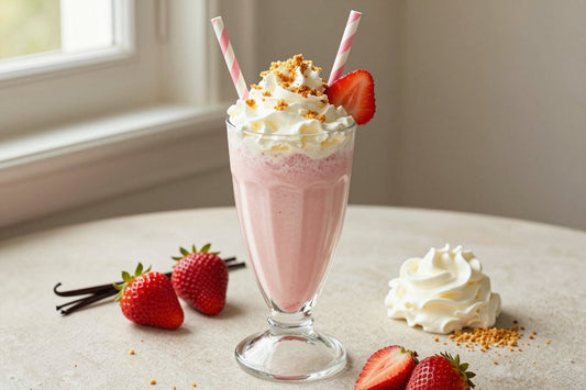 Strawberry Cheesecake Milkshake in a glass