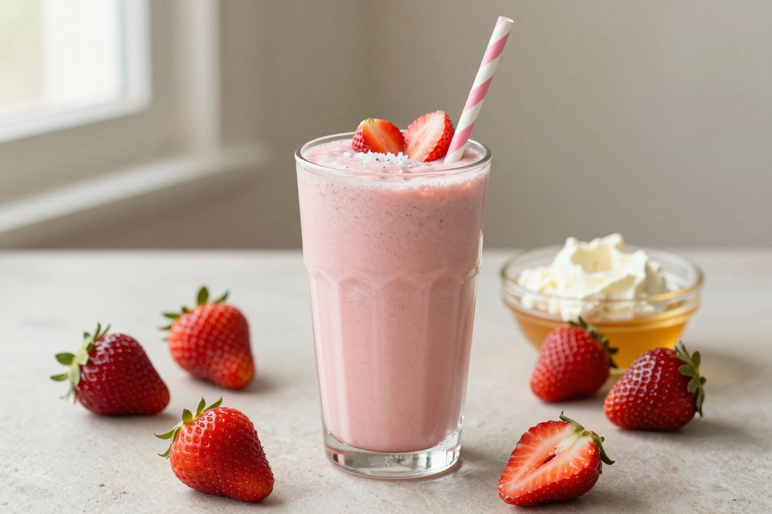 Strawberry Cheesecake Smoothie in a glass
