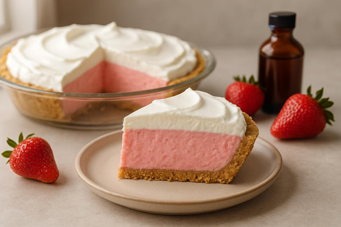 Slice of strawberry chiffon pie