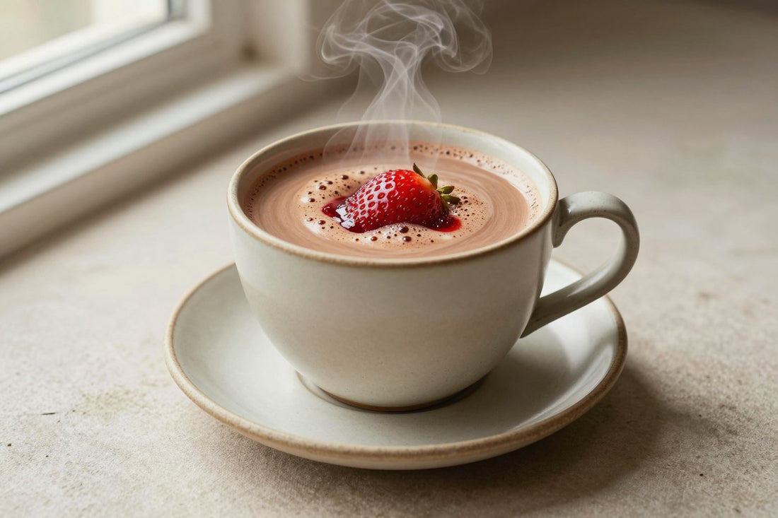 Strawberry Cocoa in a ceramic mug