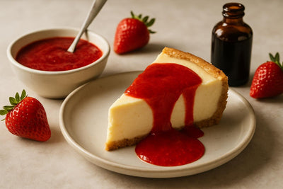 Slice of pie with strawberry coulis