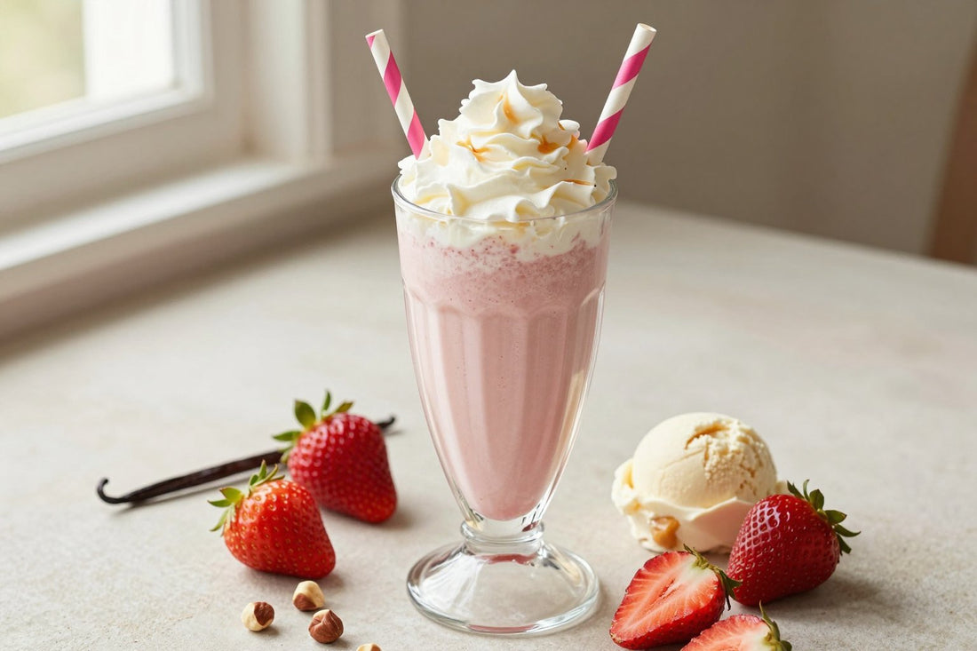 Strawberry Hazelnut Milkshake in a glass