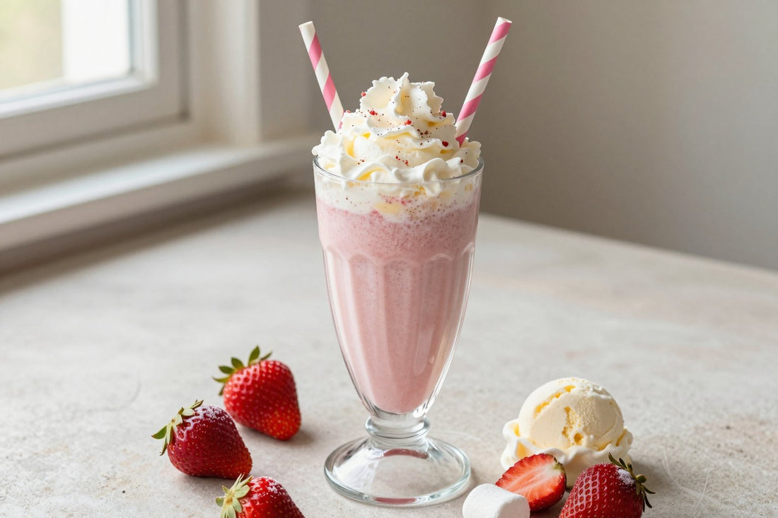 Strawberry Marshmallow Milkshake in a glass