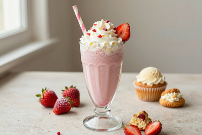 Strawberry Muffin Milkshake in a glass