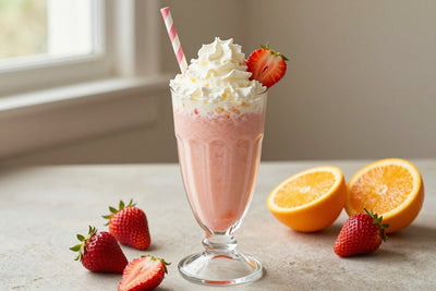 Strawberry Orange Milkshake in a glass