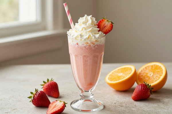 Strawberry Orange Milkshake in a glass