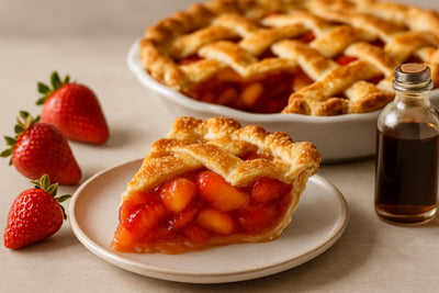 Slice of strawberry peach pie