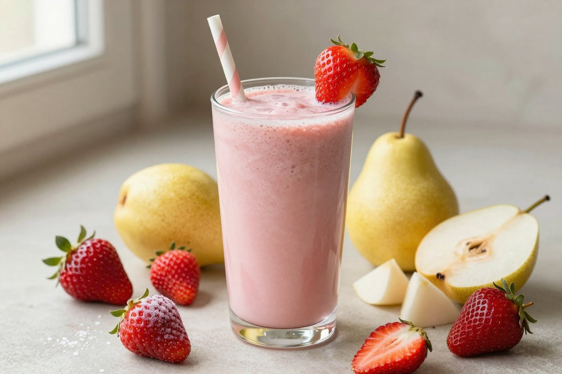 Strawberry Pear Smoothie in a glass