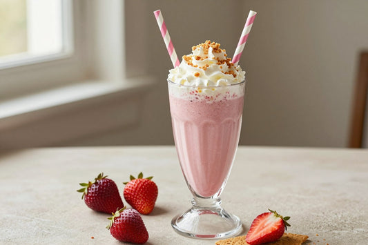 Strawberry Pie Milkshake in a glass