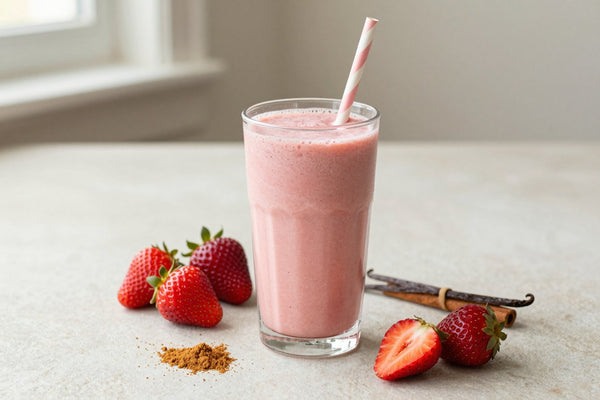 Strawberry Pie Smoothie in a glass