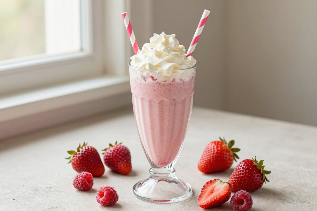 Strawberry Raspberry Milkshake in a glass