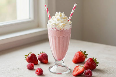 Strawberry Raspberry Milkshake in a glass