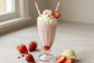 Strawberry Shortcake Milkshake in a glass