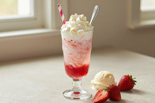 Strawberry Soda Float in a glass