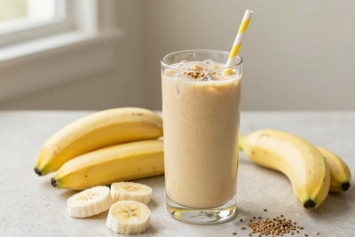Sunflower Butter Banana Smoothie in a glass