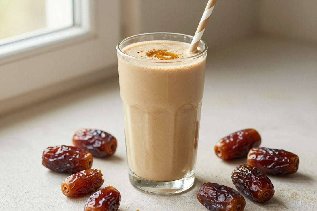 Tahini Date Smoothie in a glass