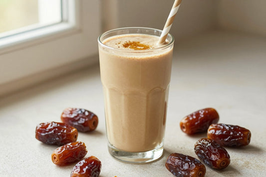 Tahini Date Smoothie in a glass