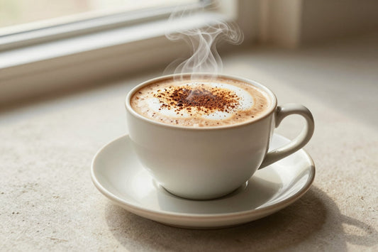 Toasted White Chocolate Mocha in a ceramic mug