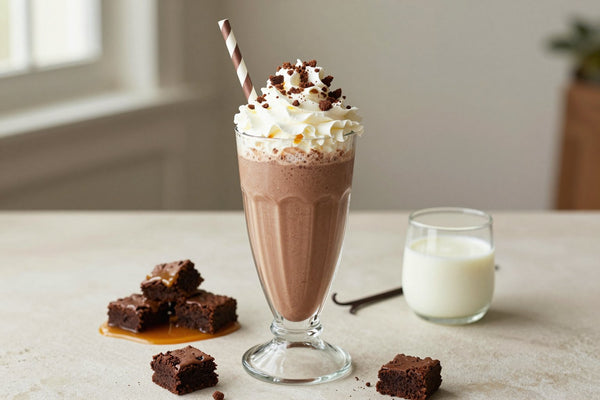 Toffee Brownie Milkshake in a glass