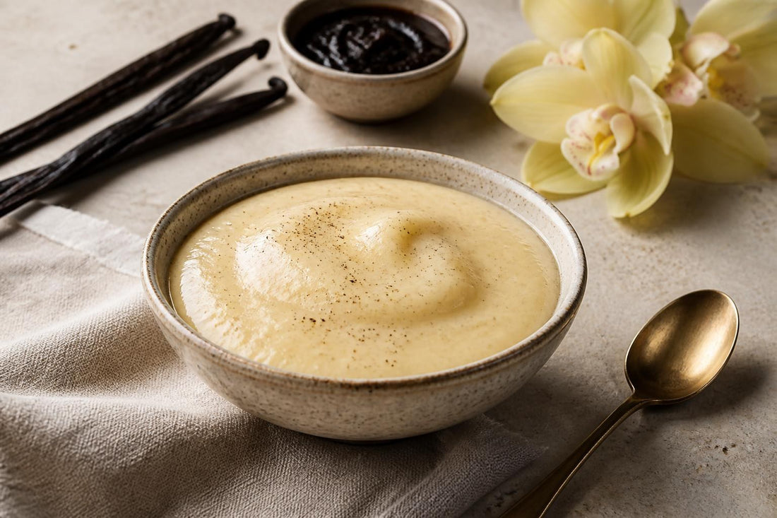 Vanilla pudding made with Ugandan vanilla