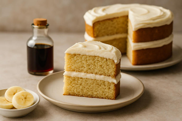 Slice of vanilla banana butter cake