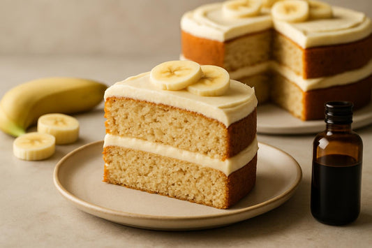 Slice of vanilla banana cardamom cake
